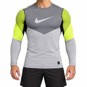 Nike Pro Shirt Mens Large Gray Volt Long Sleeve Compression Athletic Top